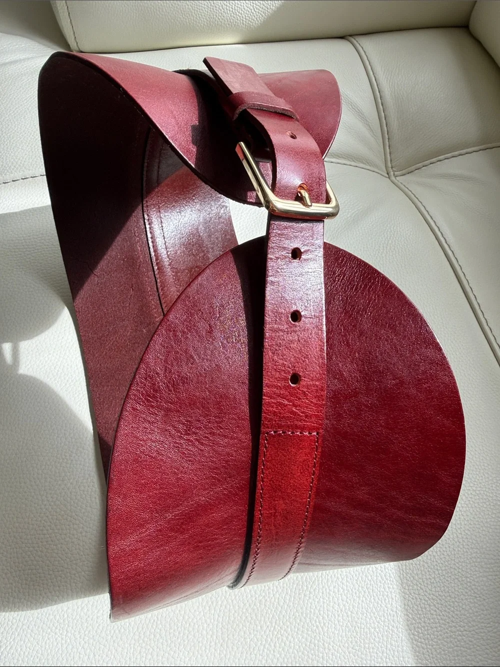 Zara Leather Sash Belt in dark red/Burgundy